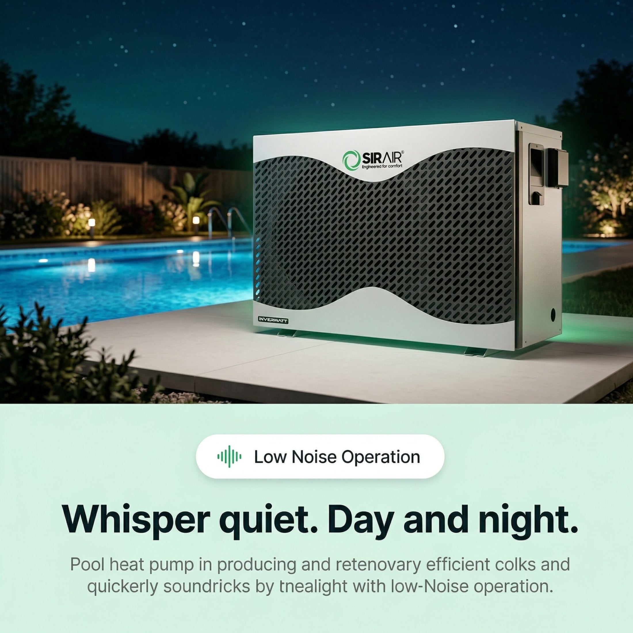 Sirair 28.2kW Inverter Pool Heat Pump - Wifi Smart - Silent Smart Heating (view 7)