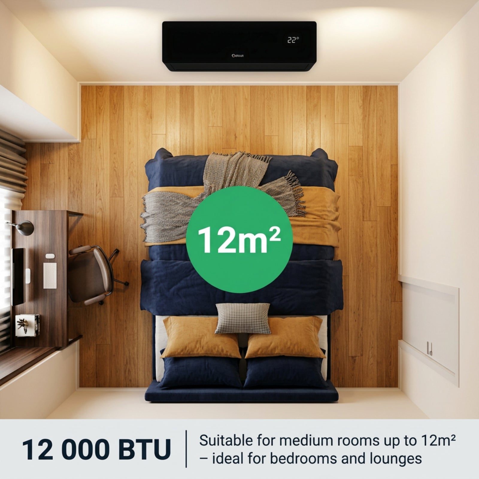 12000 BTU Inverter Midwall Split Air Conditioner, Omega, WiFi, Sirair (view 4)