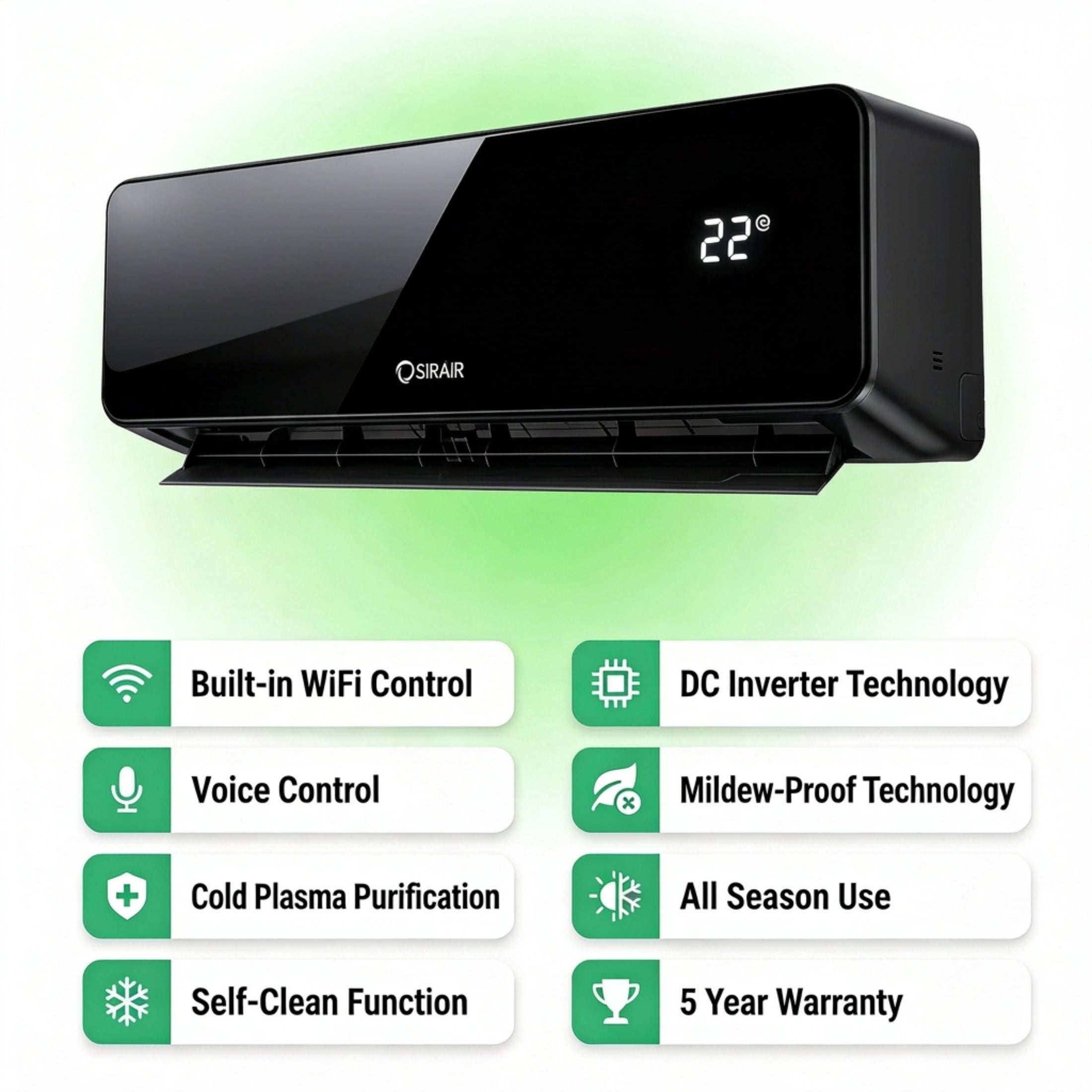 Inverter Midwall Split Air Conditioner, Omega, WiFi, Sirair