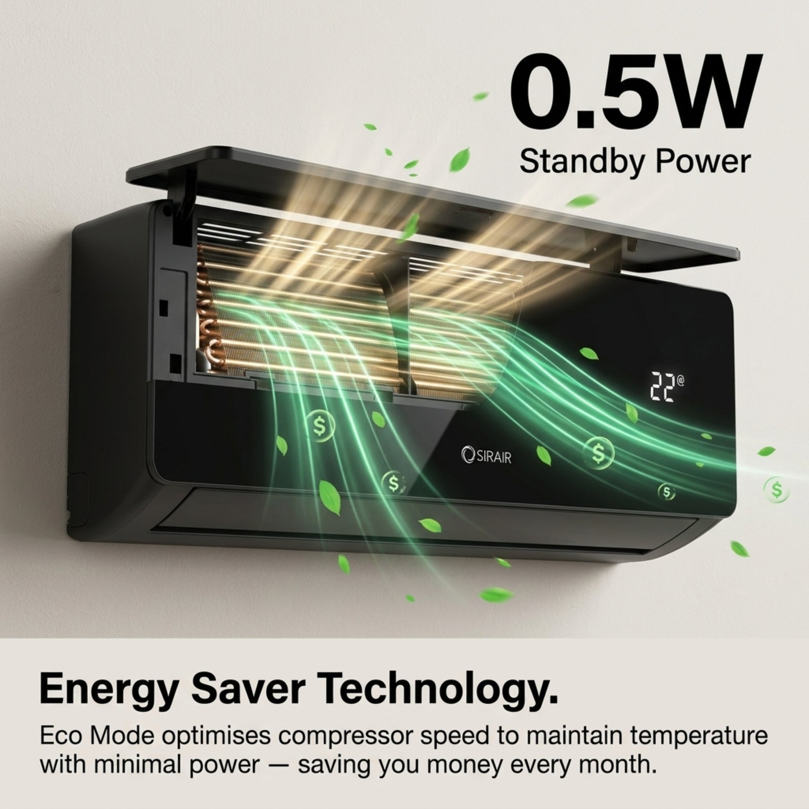 Inverter Midwall Split Air Conditioner, Omega, WiFi, Sirair
