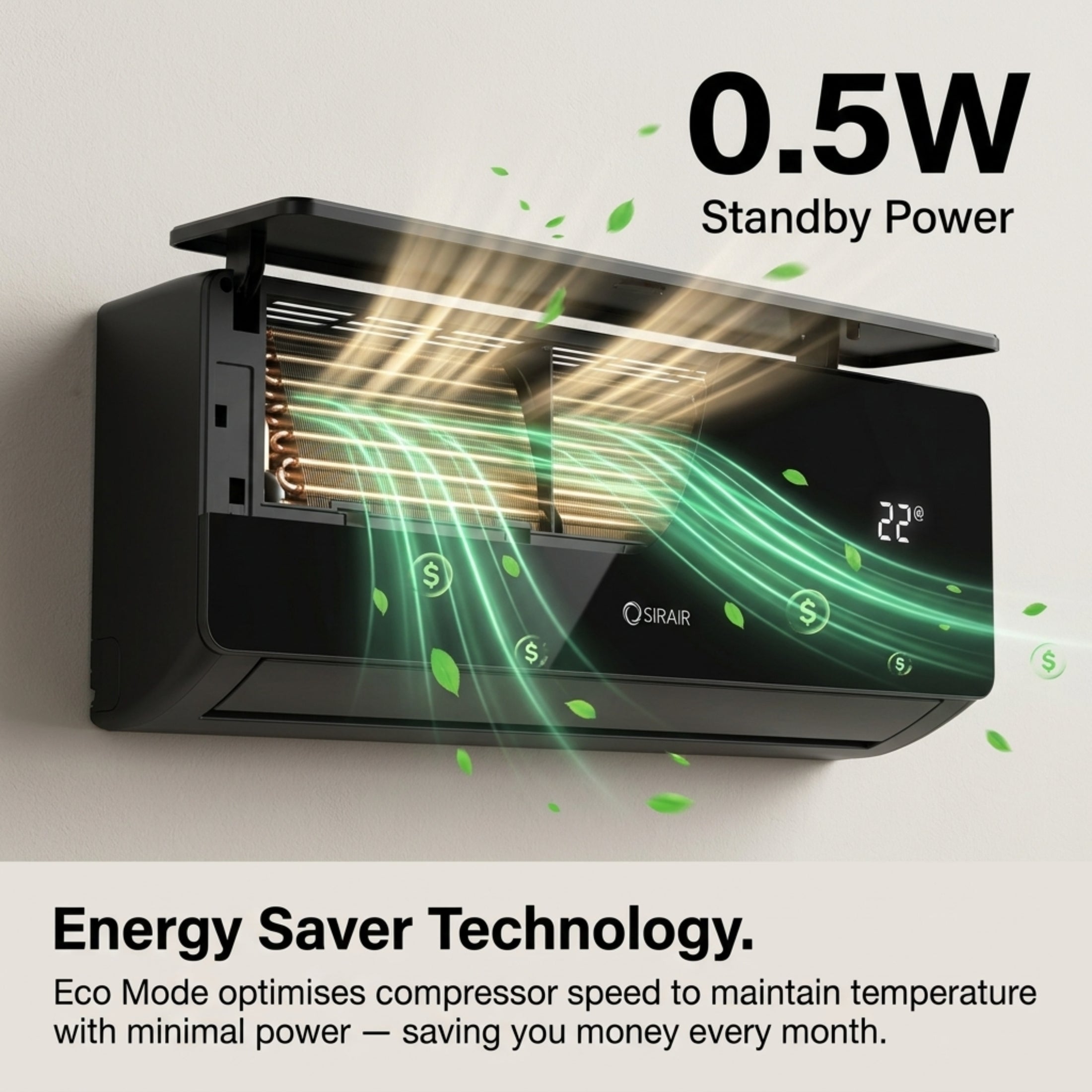 Inverter Midwall Split Air Conditioner, Omega, WiFi, Sirair
