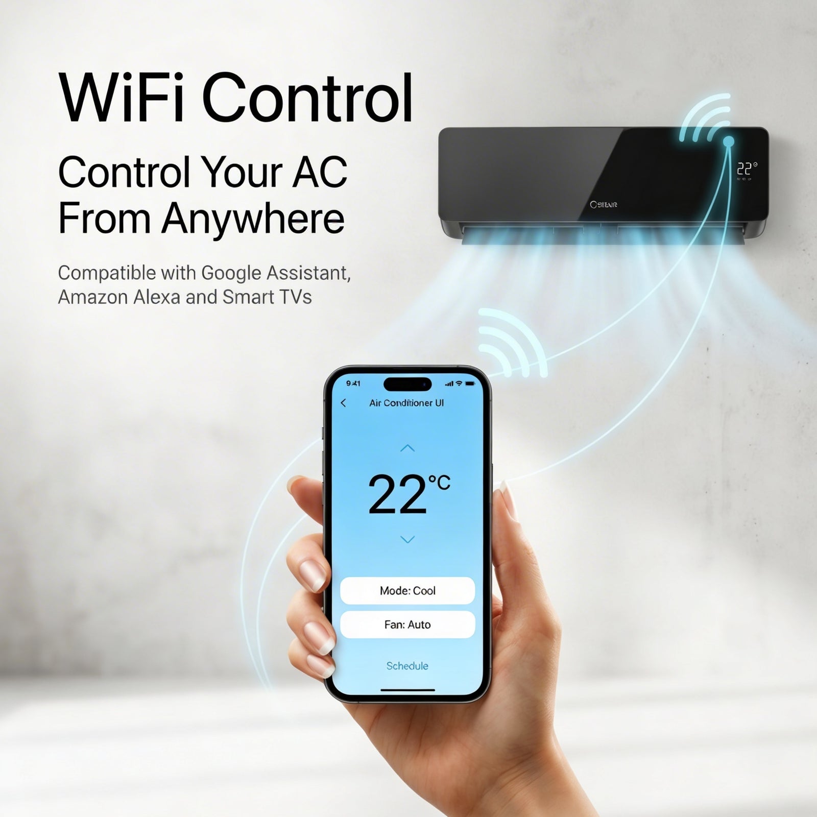 Inverter Midwall Split Air Conditioner, Omega, WiFi, Sirair