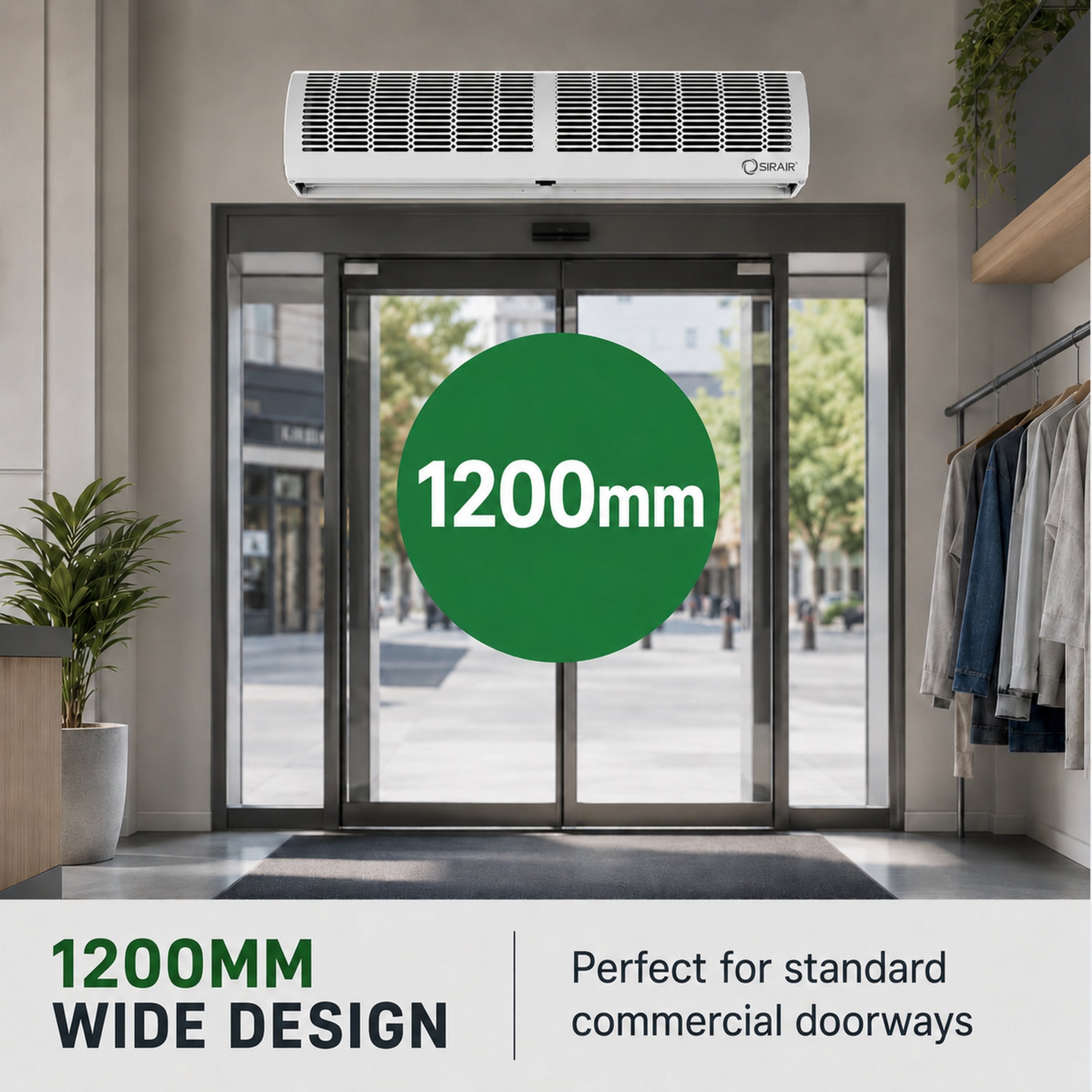 Air Curtain 1200mm with Remote – Energy-Saving Door Air Barrier – Sirair
