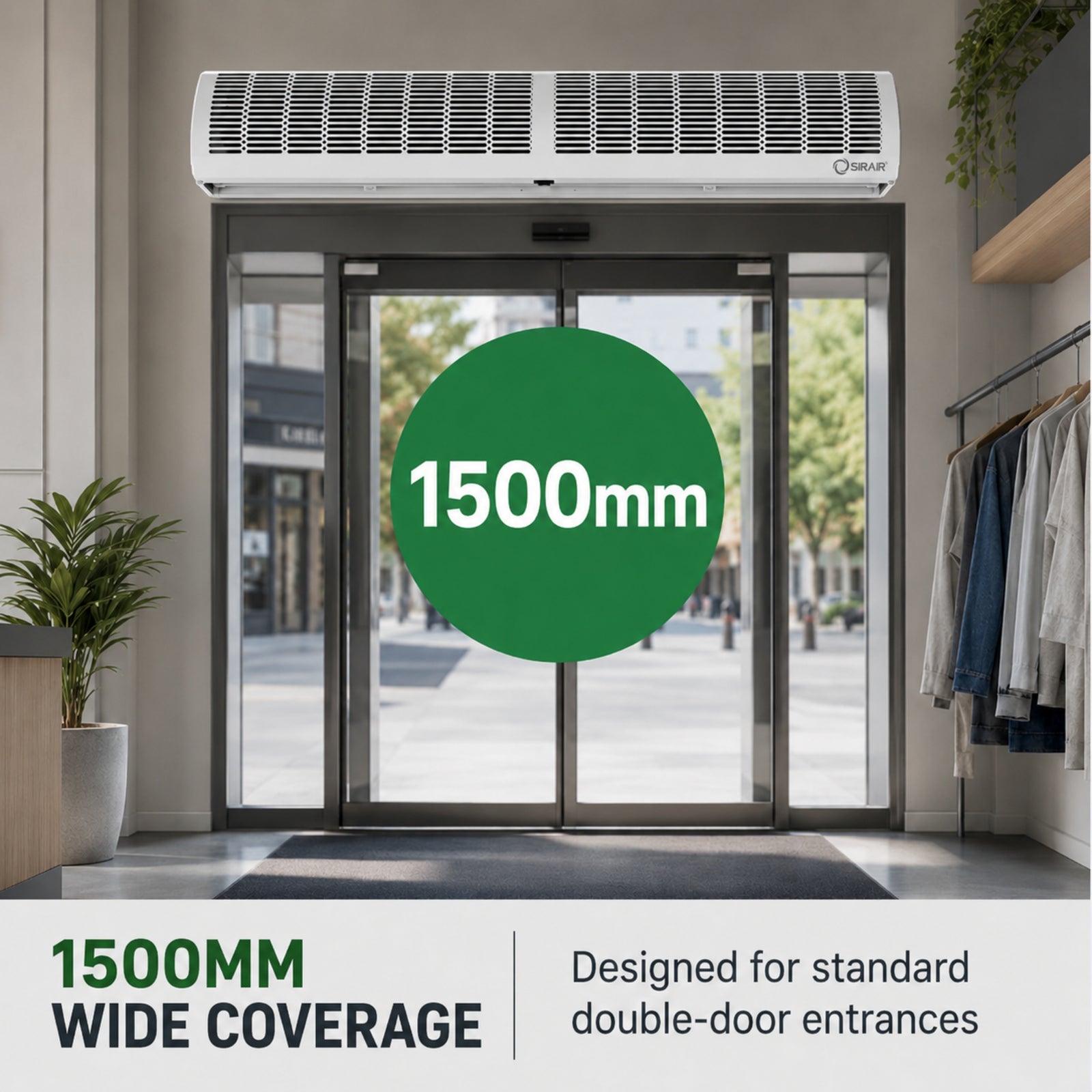 Air Curtain 1500mm with Remote – Energy-Saving Door Air Barrier – Sirair