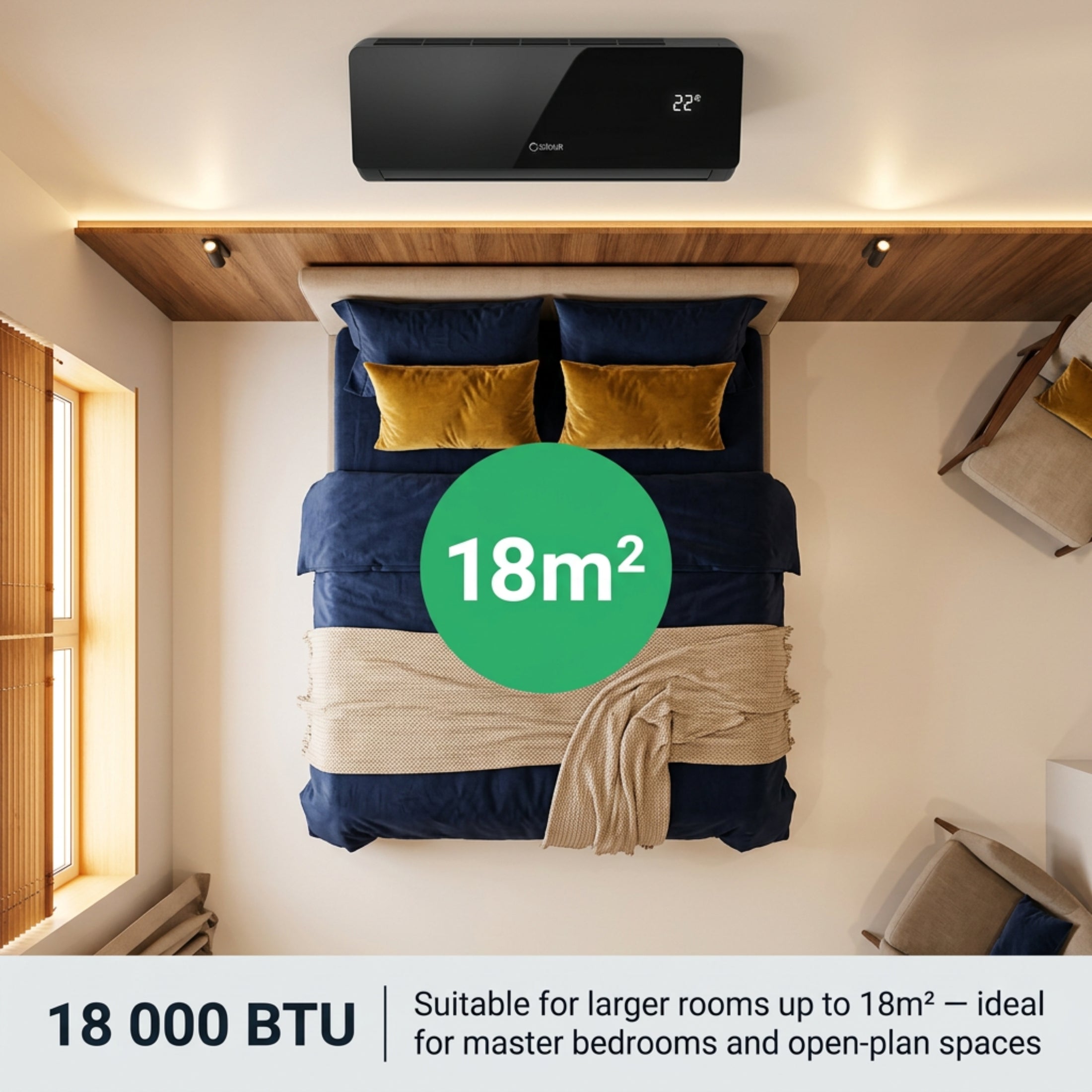 18000 BTU Inverter Midwall Split Air Conditioner, Omega, WiFi, Sirair (view 4)
