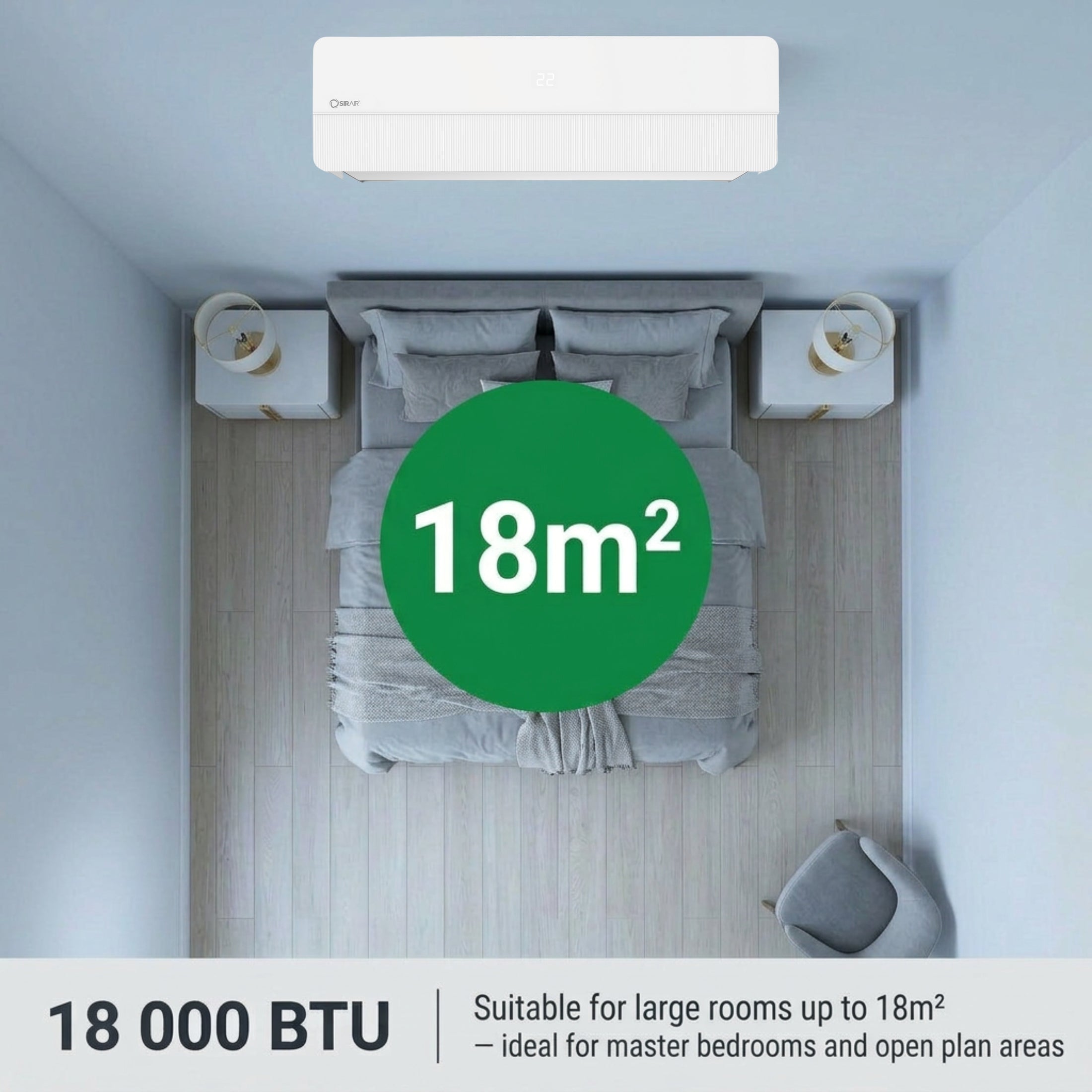 18000 BTU Inverter Midwall Split Aircon + 3m Pipe Kit, Sigma, WiFi Smart (view 4)