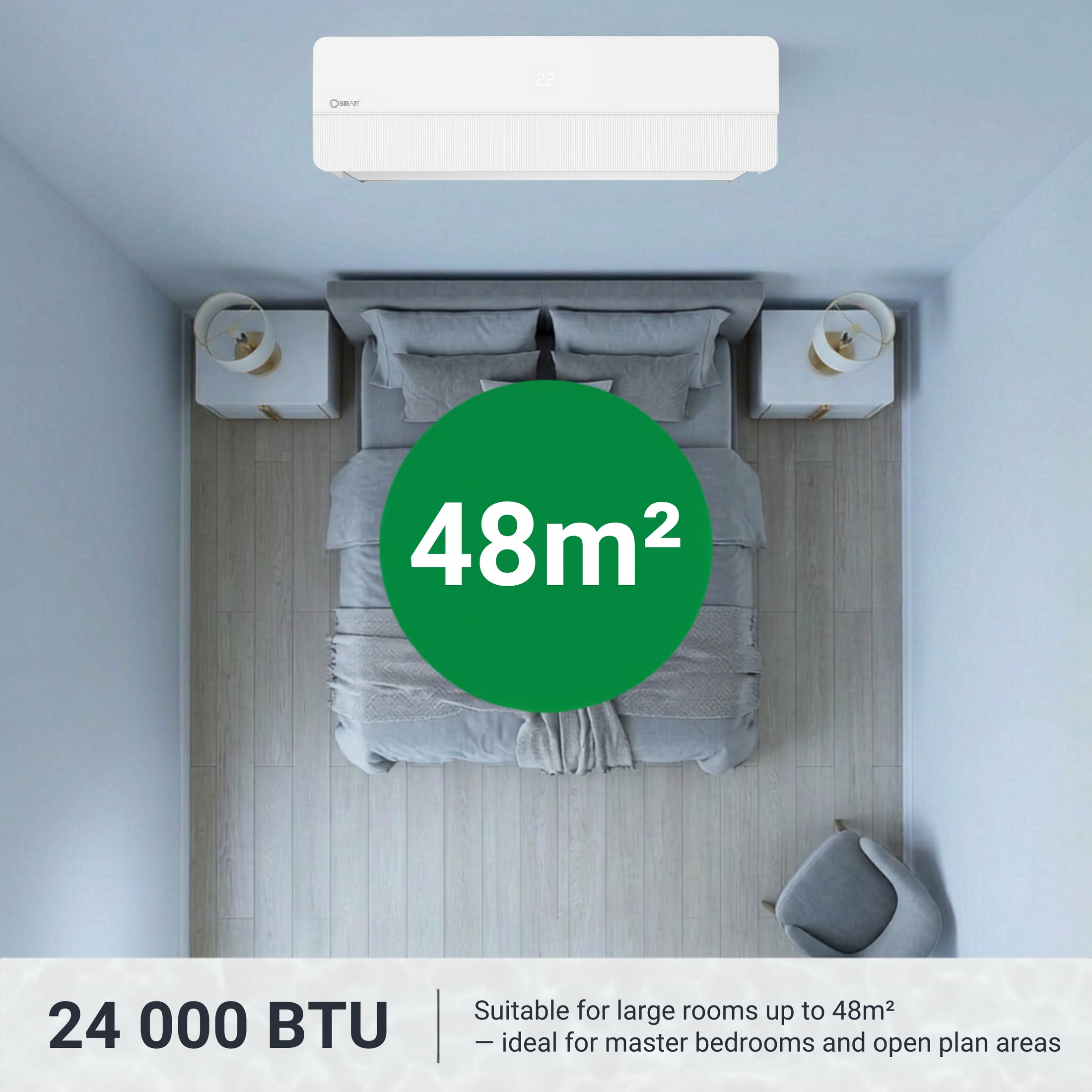 24000 BTU Inverter Midwall Split Aircon + 3m Pipe Kit, Sigma, WiFi Smart (view 4)
