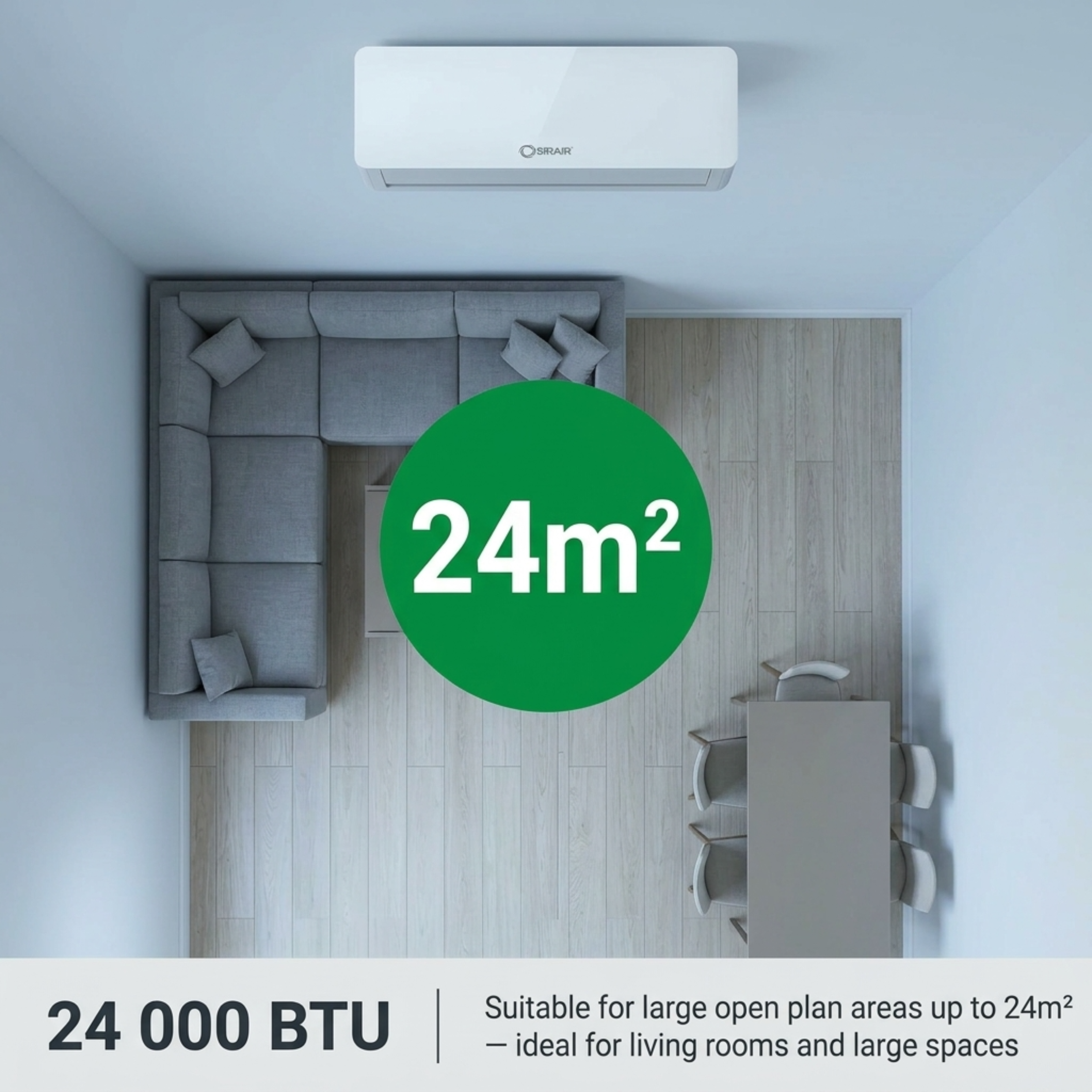 24000 BTU Non-Inverter Midwall Split Aircon + 3m Pipe Kit, Calibre Series (view 4)