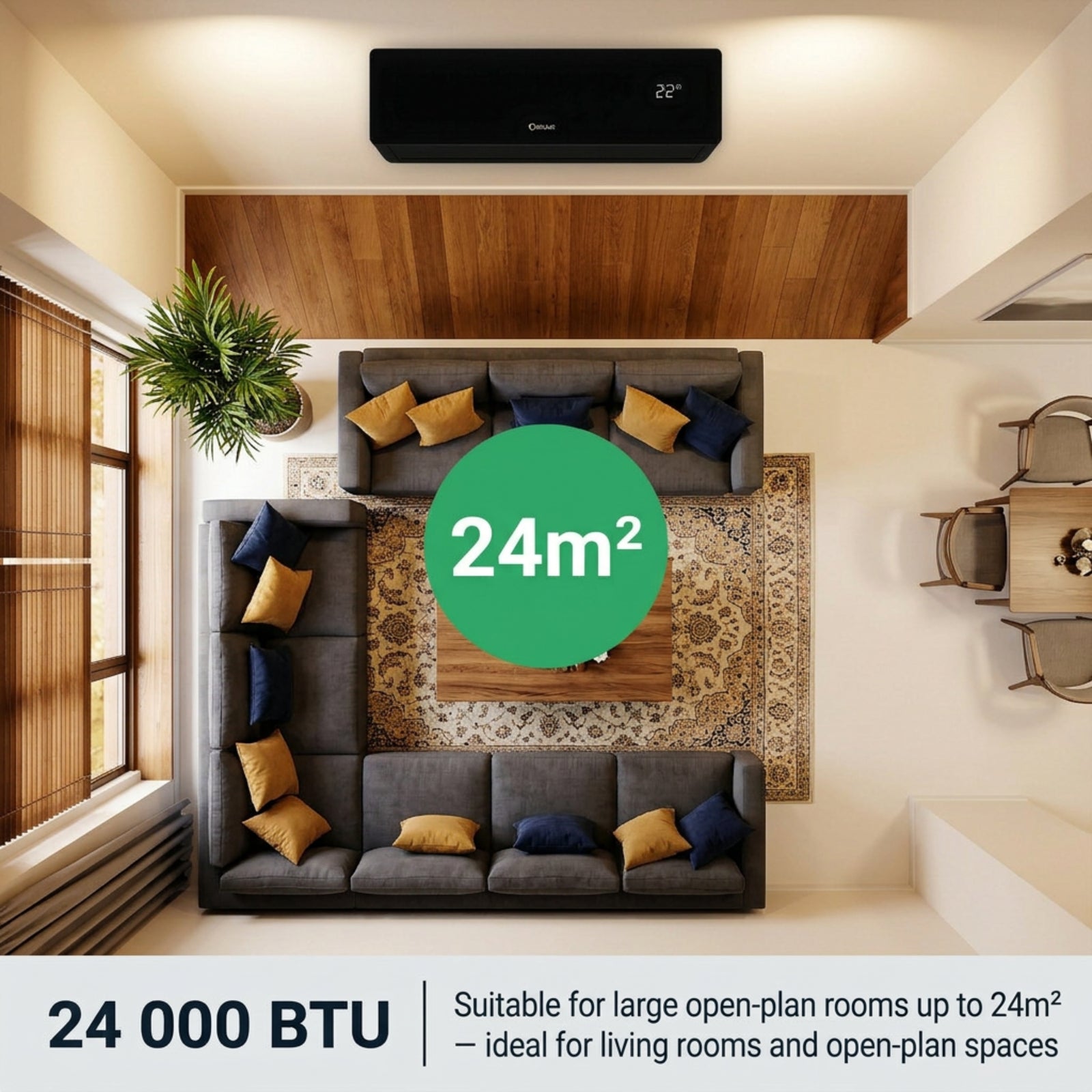 24000 BTU Inverter Midwall Split Air Conditioner, Omega, WiFi, Sirair (view 4)