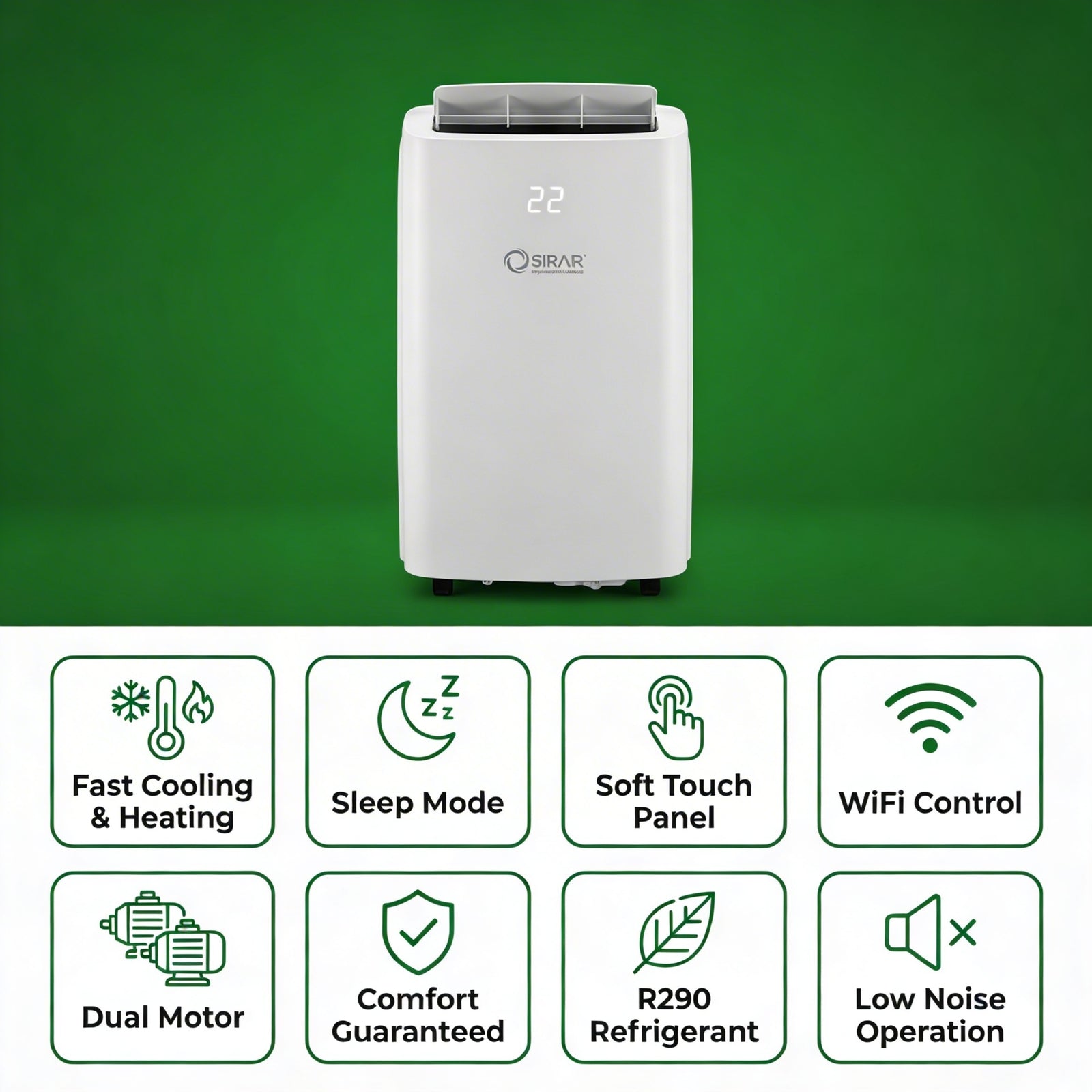 12000 BTU Portable Air Conditioner, WiFi, Heating and Cooling, Sirair (view 5)