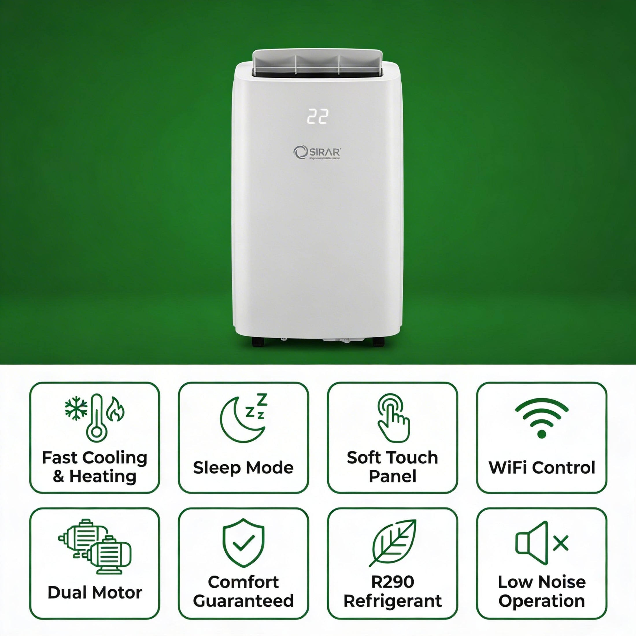 12000 BTU Portable Air Conditioner, WiFi, Heating and Cooling, Sirair (view 5)