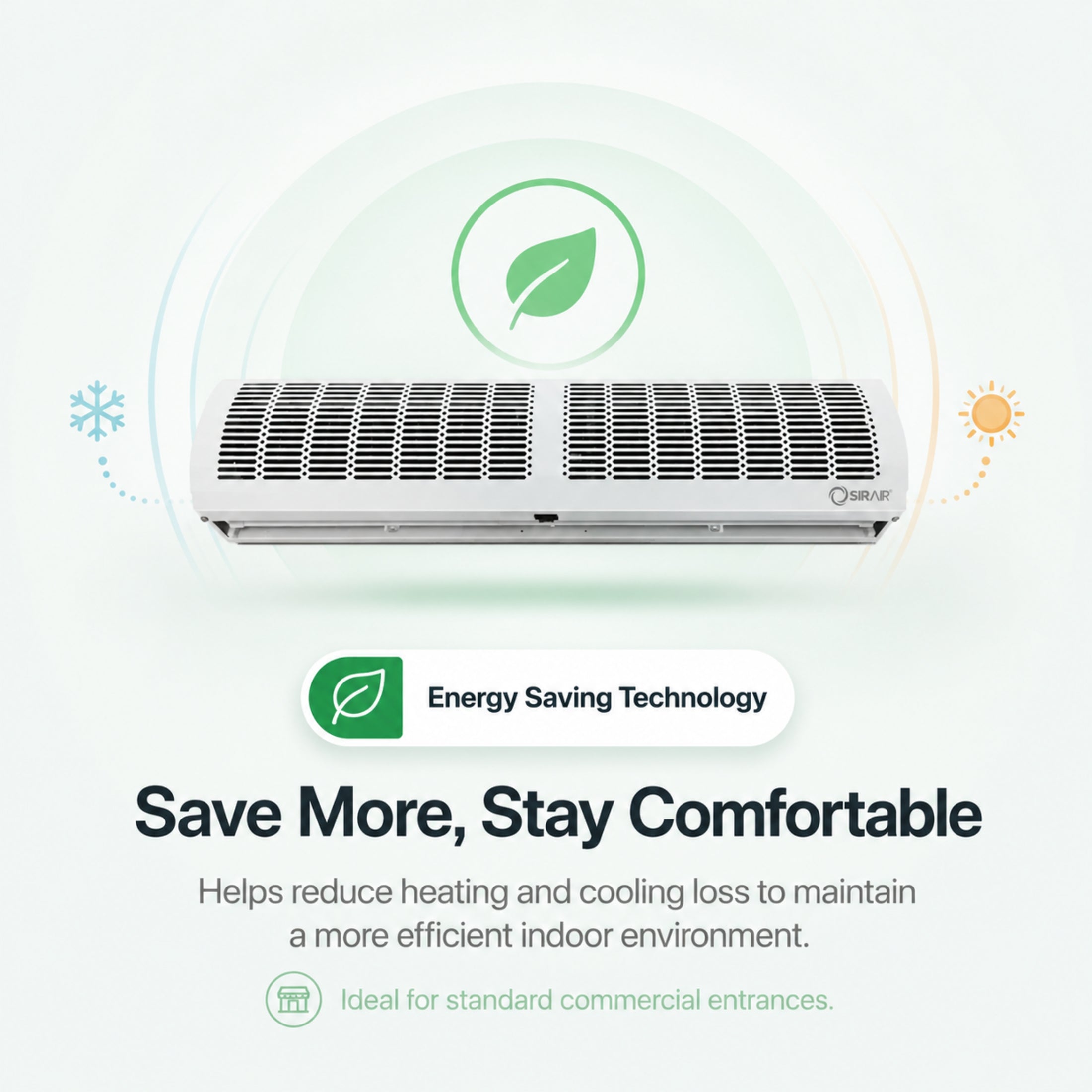 Air Curtain 1200mm with Remote – Energy-Saving Door Air Barrier – Sirair