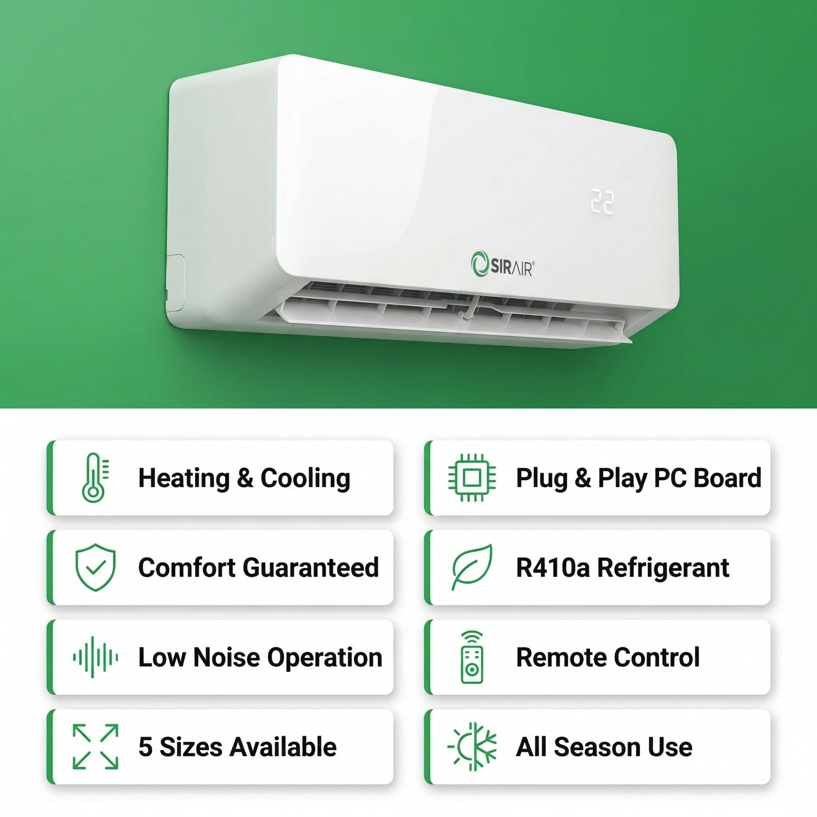 Non-Inverter Midwall Split Aircon + 3m Pipe Kit, Calibre Series