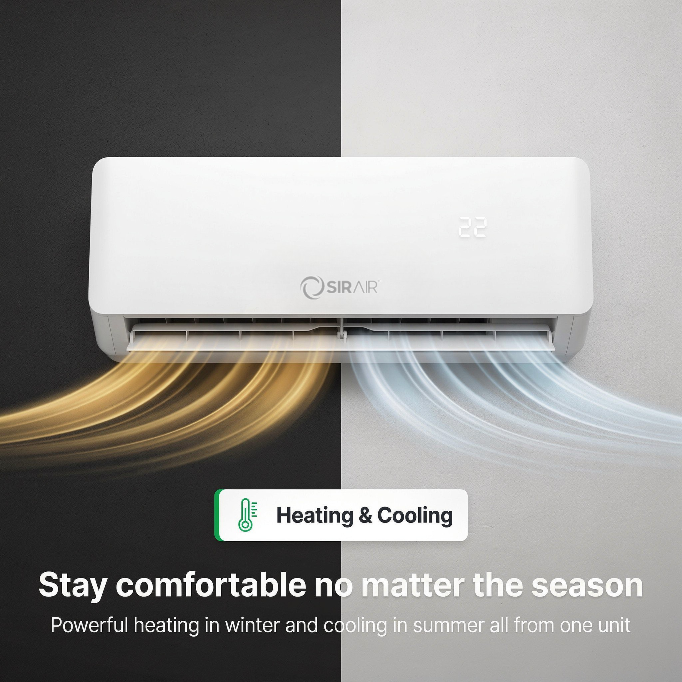 Non-Inverter Midwall Split Aircon + 3m Pipe Kit, Calibre Series