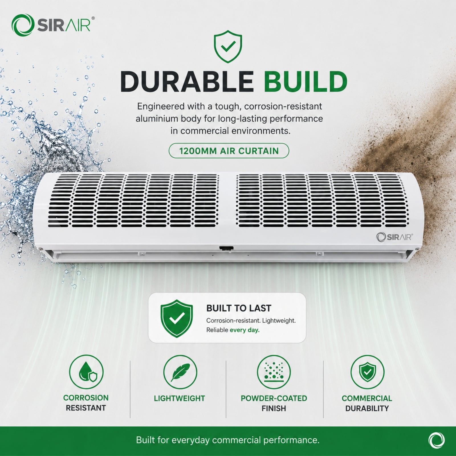 Air Curtain 1200mm with Remote – Energy-Saving Door Air Barrier – Sirair