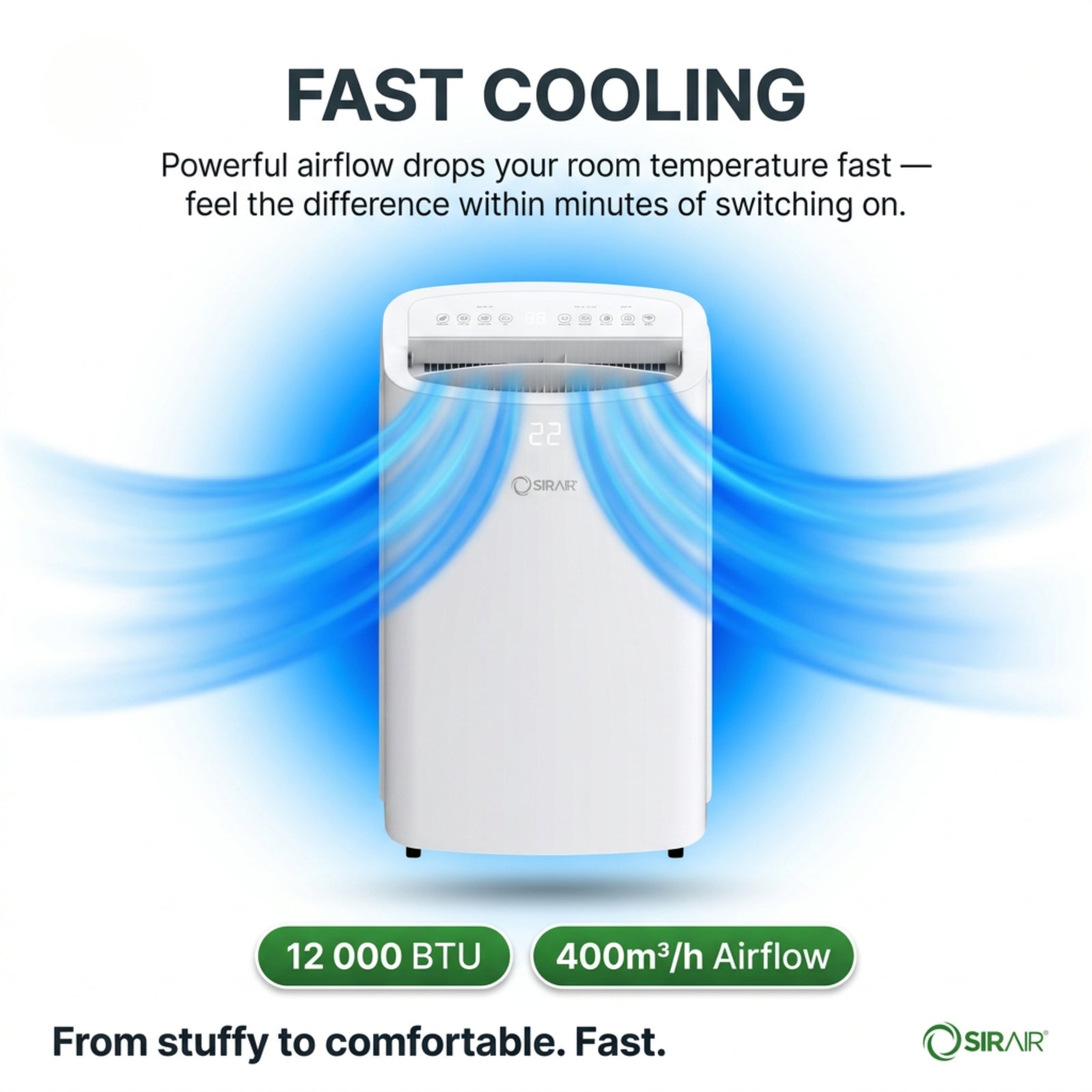 12000 BTU Portable Air Conditioner, WiFi, Heating and Cooling, Sirair (view 7)