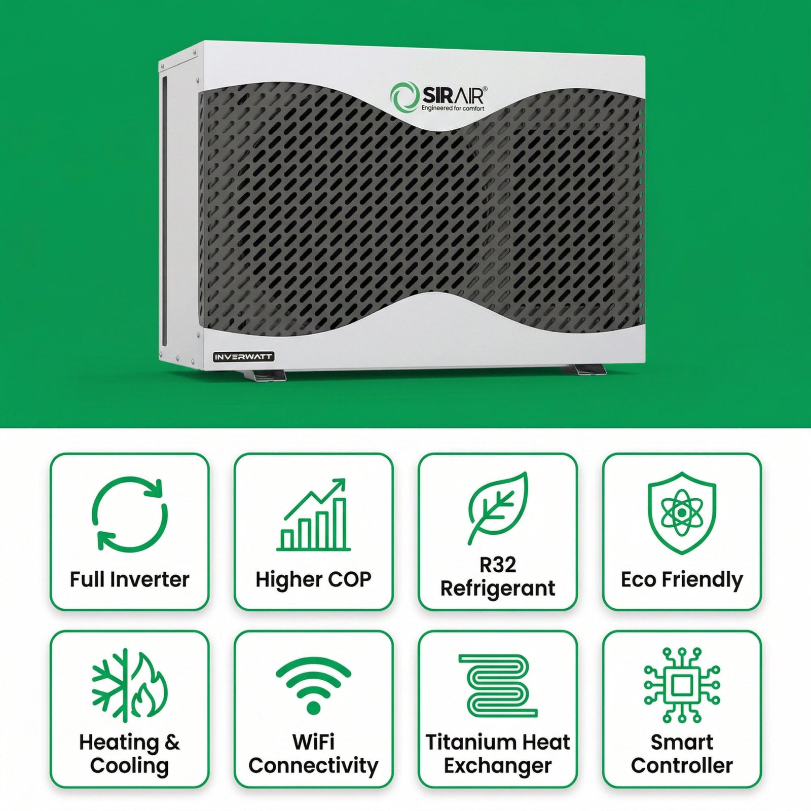 Sirair 28.2kW Inverter Pool Heat Pump - Wifi Smart - Silent Smart Heating (view 4)