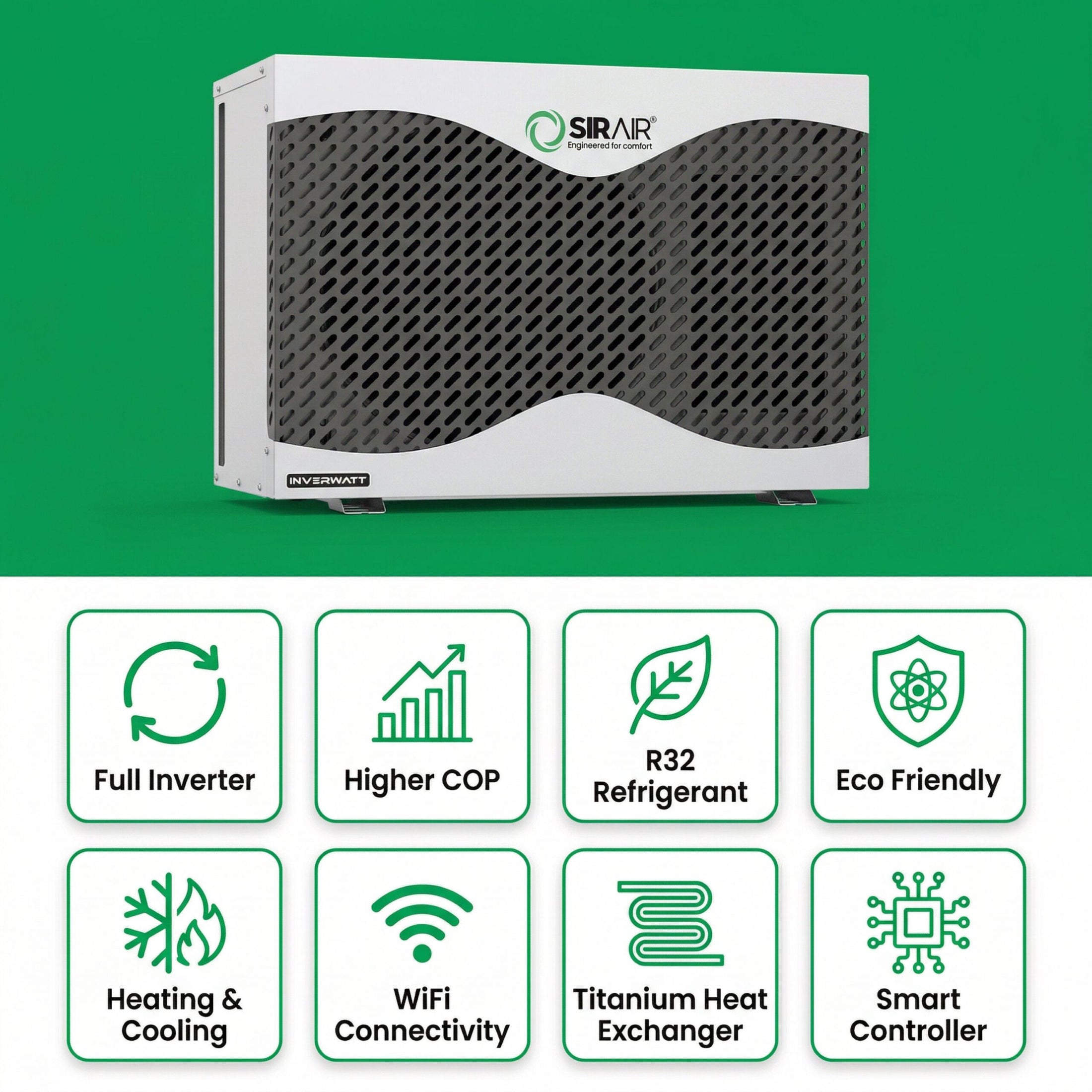 Sirair 28.2kW Inverter Pool Heat Pump - Wifi Smart - Silent Smart Heating (view 4)