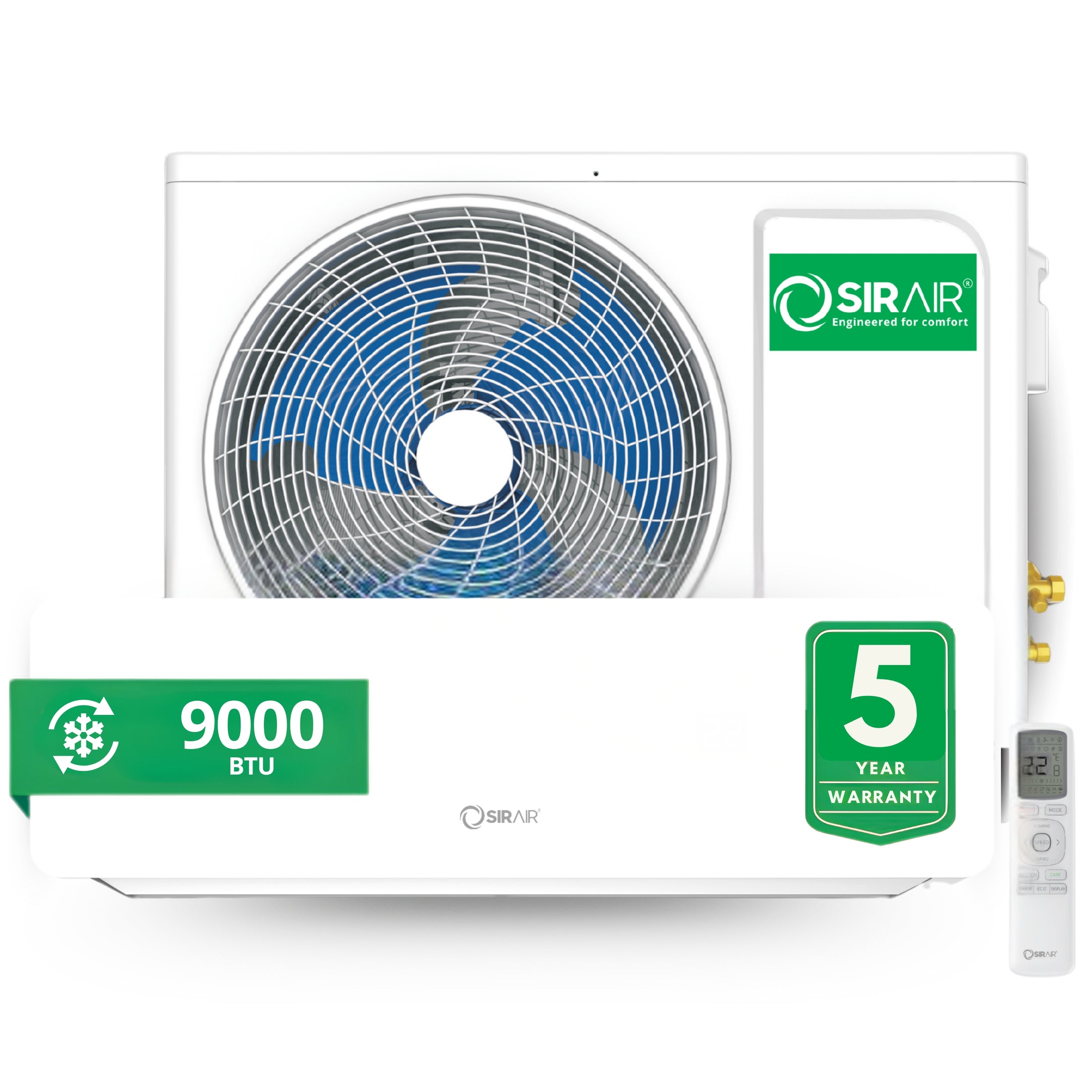 9000 BTU Non-Inverter Midwall Split Aircon + 3m Pipe Kit, Calibre Series