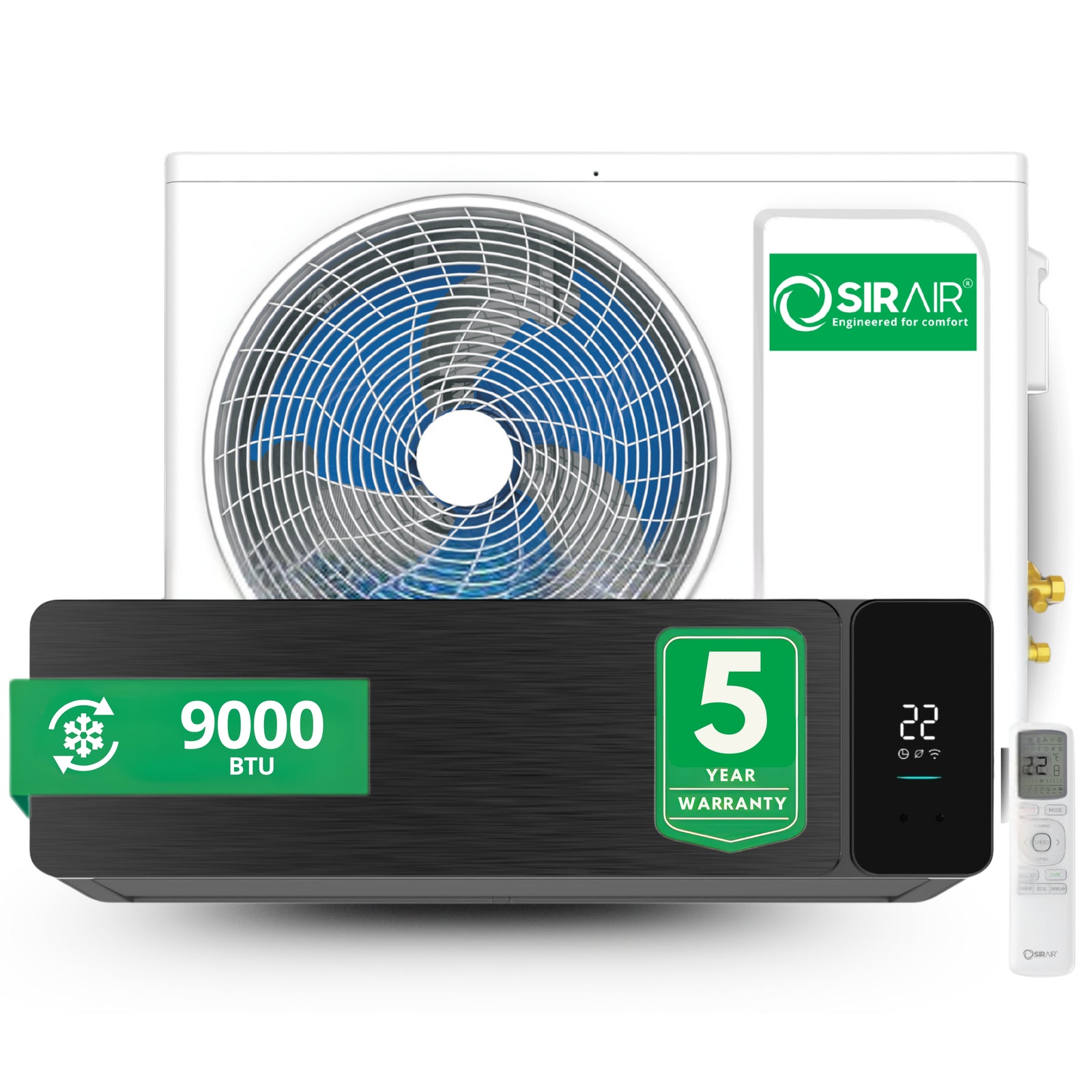 9000 BTU Inverter Midwall Split Air Conditioner, Alpha, WiFi, Sirair