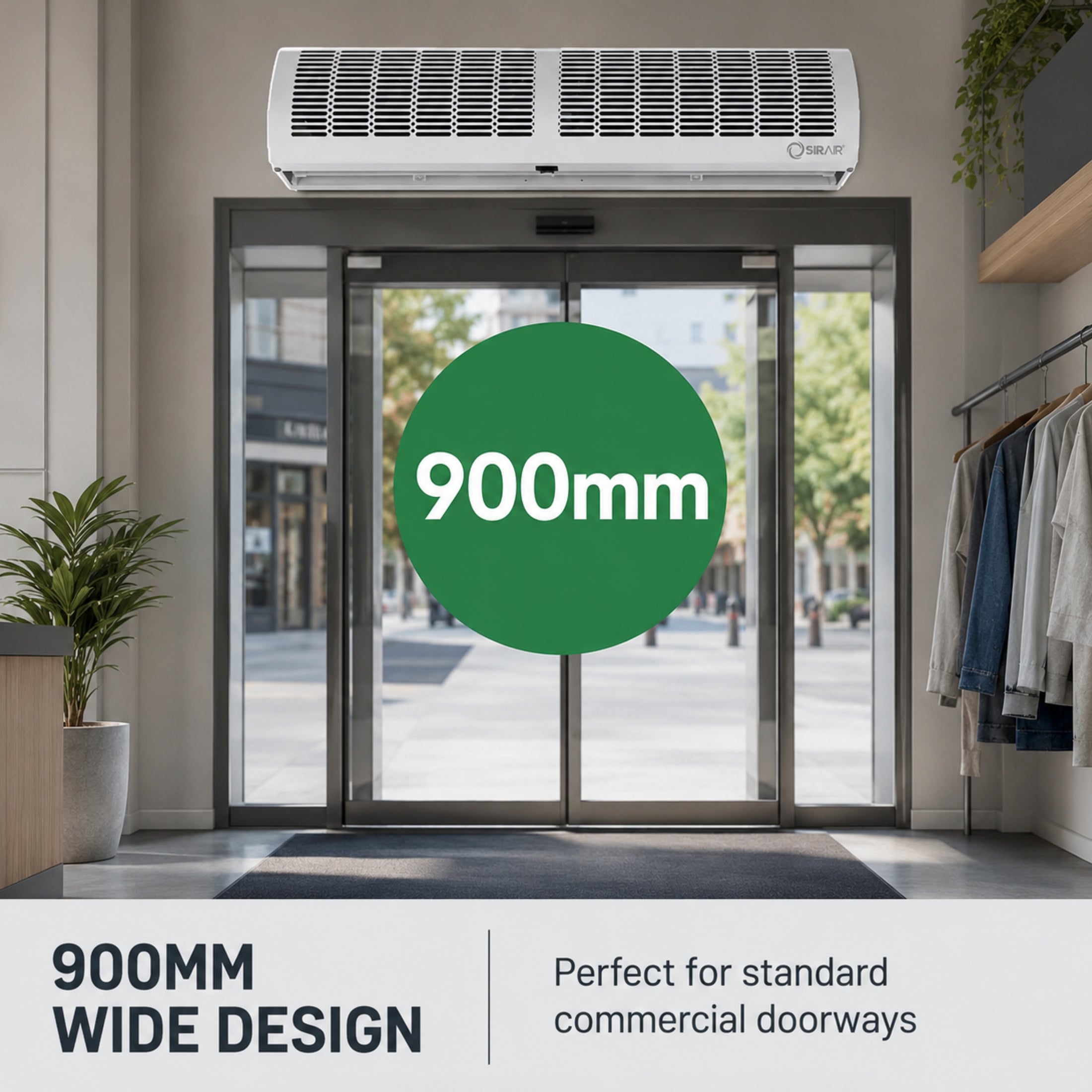 Air Curtain 900mm with Remote – Energy-Saving Door Air Barrier – Sirair