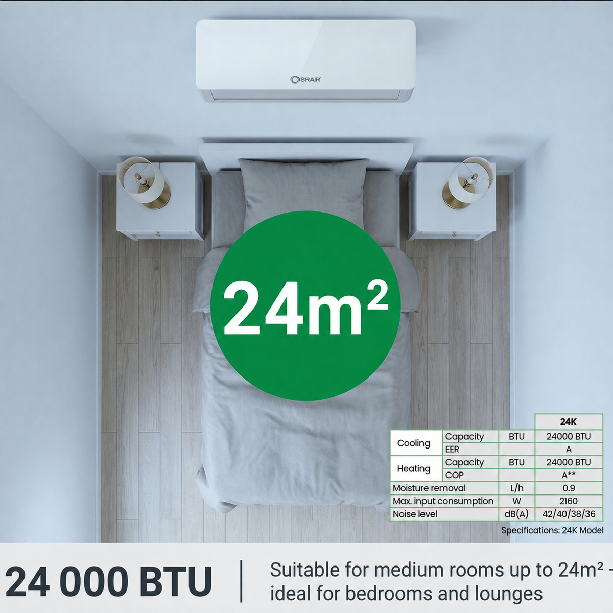 12000 BTU Non-Inverter Midwall Split Aircon + 3m Pipe Kit – Calibre Series