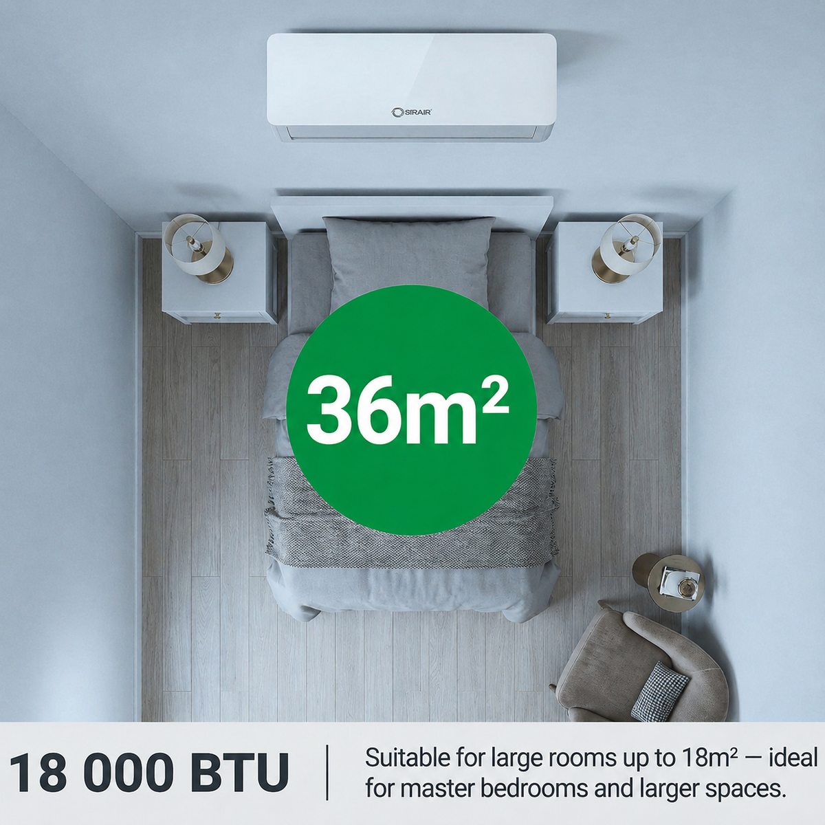 18000 BTU Non-Inverter Midwall Split Aircon + 3m Pipe Kit – Calibre Series