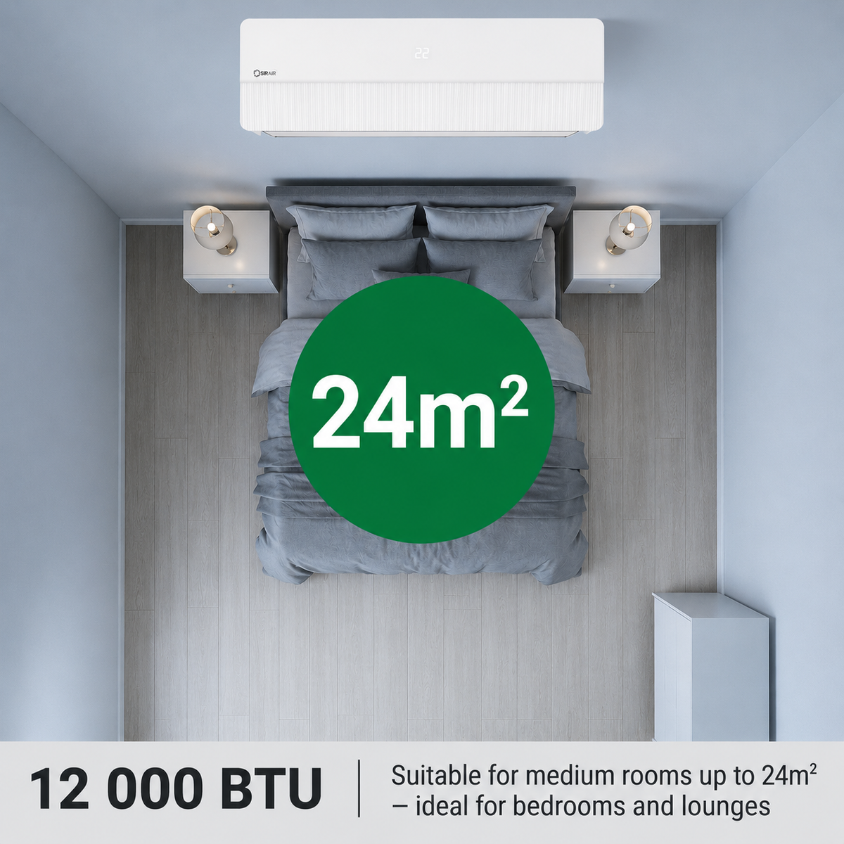 12000 BTU Inverter Midwall Split Aircon + 3m Pipe Kit – Sigma, WiFi Smart