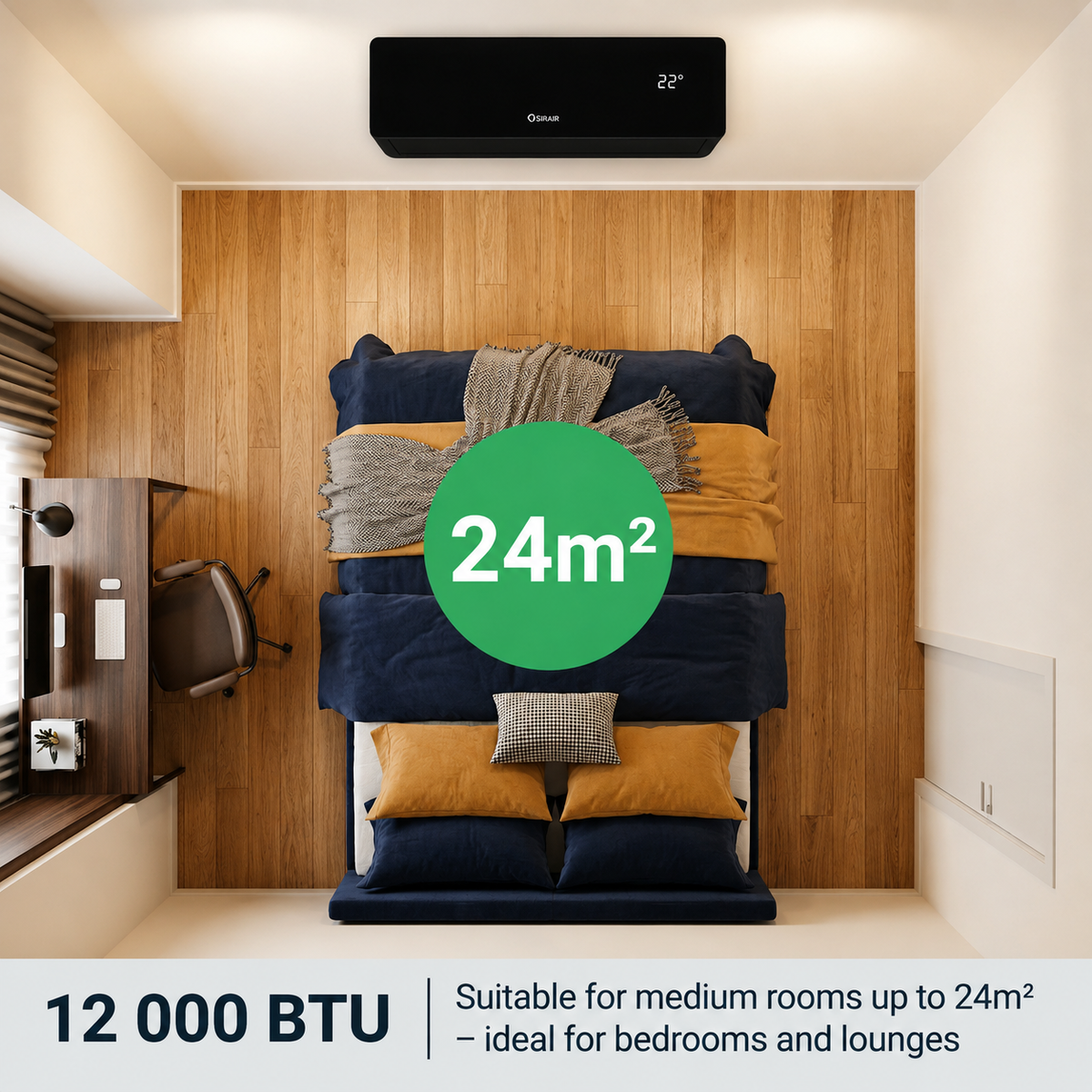 12000 BTU Inverter Midwall Split Air Conditioner – Omega, WiFi – Sirair
