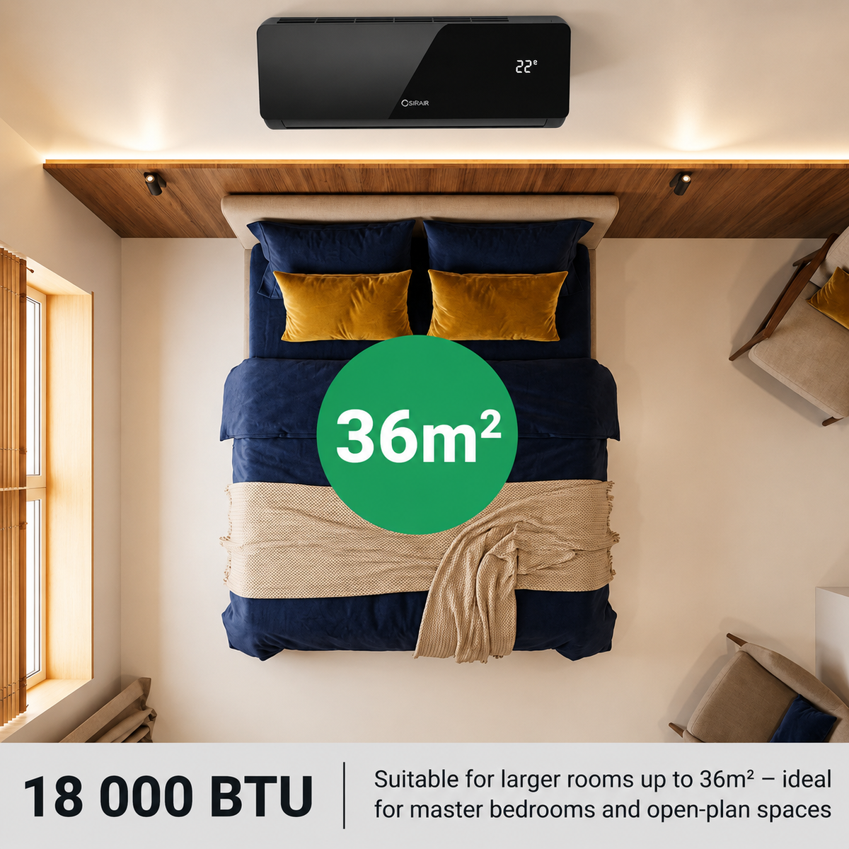 18000 BTU Inverter Midwall Split Air Conditioner – Omega, WiFi – Sirair
