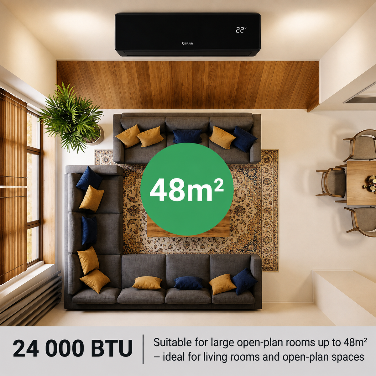 24000 BTU Inverter Midwall Split Air Conditioner – Omega, WiFi – Sirair