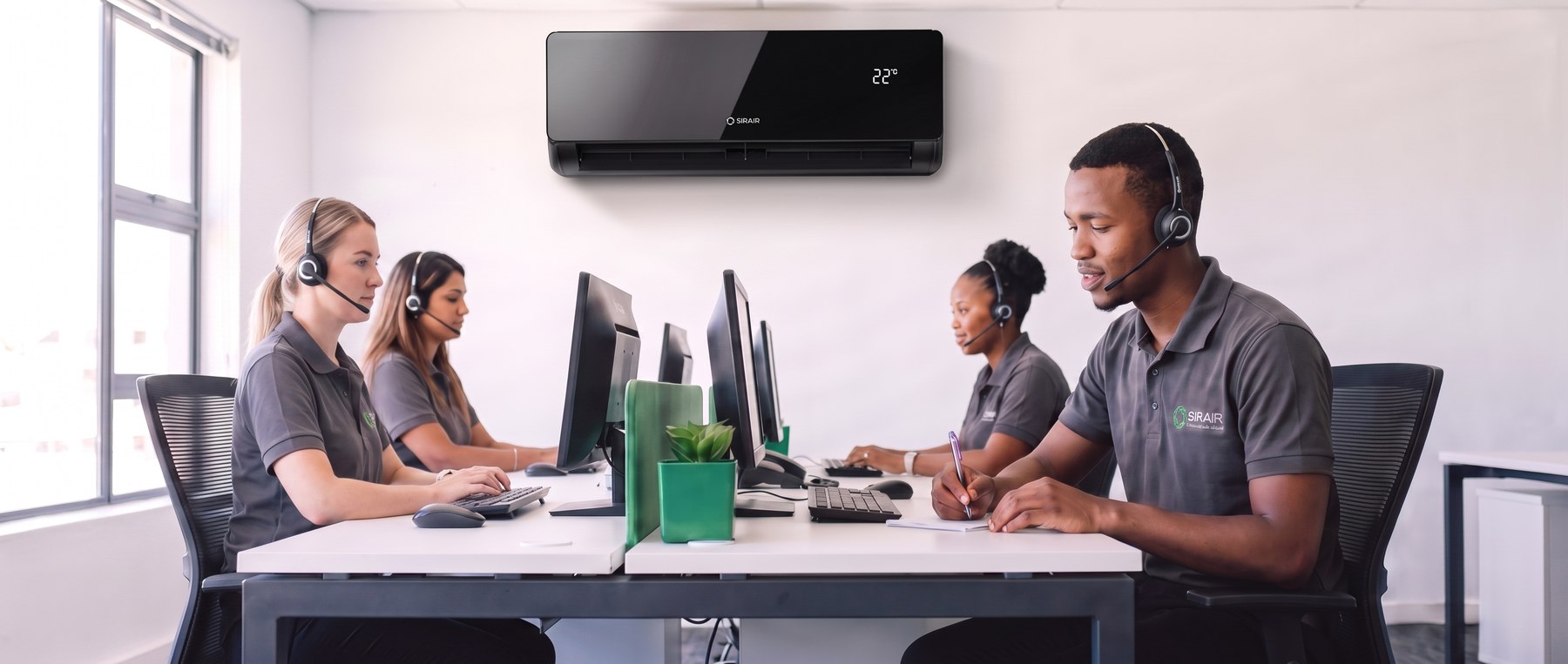 Sirair customer support agents on a call