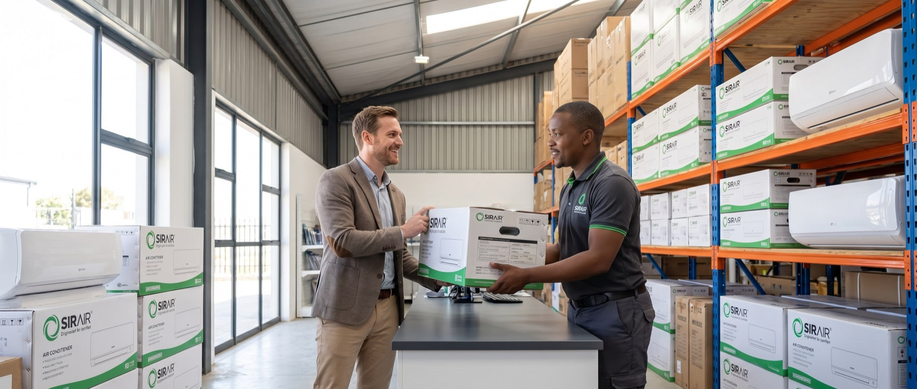 Reseller collecting Sirair stock at the trade counter